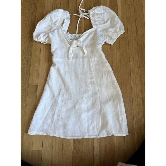 Emerson Fry Size Small Amy Puff Sleeve Short Dress - White. Lined. Linen NWOT - Picture 2 of 10